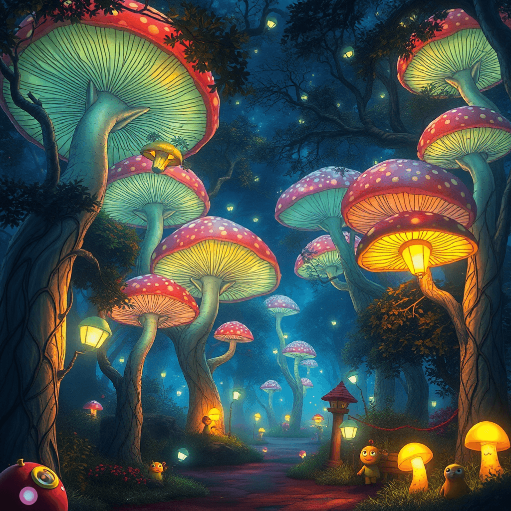 Mushroom Streetlight Wonderland